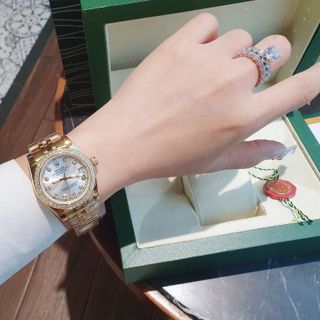 ĐỒNG HỒ NAM NỮ CAO CẤP RÔ LE DÂY THÉP MẶT KÍNH SAPHIRE VIỀN ĐÁ 6