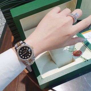 ĐỒNG HỒ NAM NỮ CAO CẤP RÔ LE DÂY THÉP MẶT KÍNH SAPHIRE VIỀN ĐÁ 6