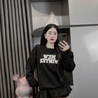 ÁO THUN NỈ DÀI TAY NAM NỮ THÊU CHỮ THU ĐÔNG