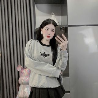 Áo thun nỉ tay dài nam nữ thêu hình - thời trang trẻ trung