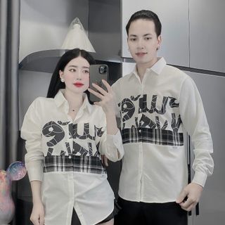 Áo sơ mi cặp vải đũi dày dặn - Màu trắng, đen, Kích thước M-XXL