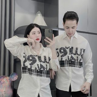 Áo sơ mi cặp vải đũi dày dặn - Màu trắng, đen, Kích thước M-XXL