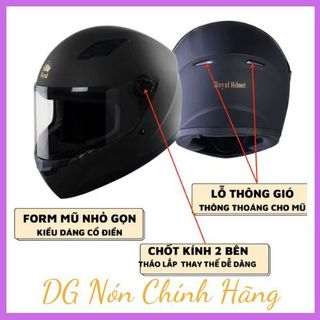 Mũ bảo hiểm Full face Royal M136 đen nhám,đủ màu kính,nón bảo hiểm trùm đầu form nhỏ,gọn