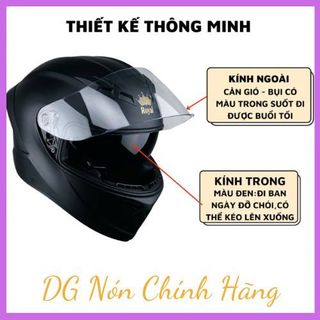 Mũ bảo hiểm fullface Royal M266 2 kính,nón bảo hiểm chùm đầu có lót tháo rời vệ sinh