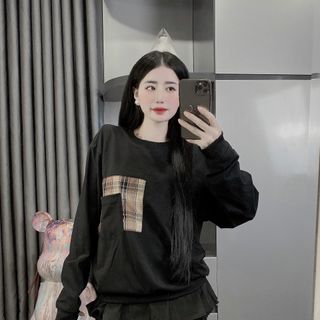 Áo thun dài tay cổ tròn nam nữ - Chất liệu nỉ da cá