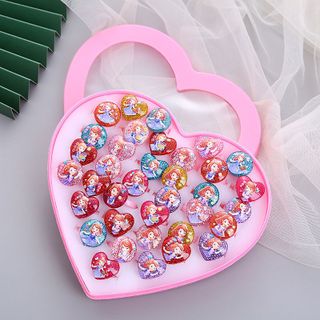 HỘP 36 NHẪN NHỰA ĐỒ CHƠI CHO BÉ HÌNH TRÁI TIM 55726 - LADY'S PASSION