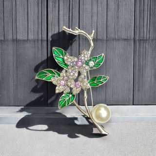 Ghim Cài Hình Lá Đính Ngọc Trai Thời Trang Dành Cho Nam Nữ (6cm)