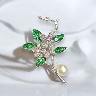 Ghim Cài Hình Lá Đính Ngọc Trai Thời Trang Dành Cho Nam Nữ (6cm)