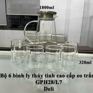 BỘ BÌNH THỦY TINH KÈM 6 LY CAO CẤP GPH28- L7