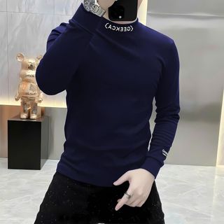 áo tay dài màu xanh đen vải dày thêu cổ và thêu 1 bên tay