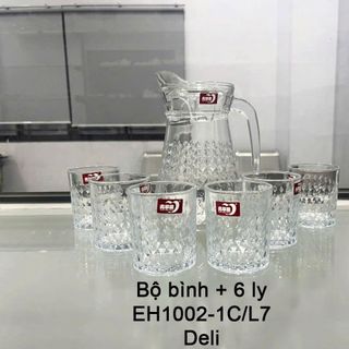 BỘ BÌNH THỦY TINH KÈM 6 CỐC DELI EH1002- 1CL7