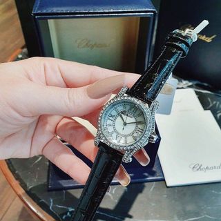 ĐỒNG HỒ NỮ TRUNG CẤP CHOPA DÂY DA MẶT ĐÁ RƠI 5