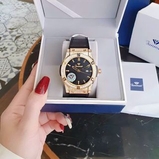 ĐỒNG HỒ NAM NỮ CHÍNH HÃNG FUNMEI F1503 VIỀN VÀNG DÂY CAO SU BỌC DA CÓ TEM KÍCH HOẠT ĐIỆN TỬ BẢO HÀNH CHÍNH HÃNG 2
