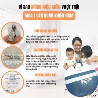 Màn Chụp Cao Cấp Mộc Miên Đỉnh Rộng - Kích Thước 1,2mx2m ( video , hình thật )