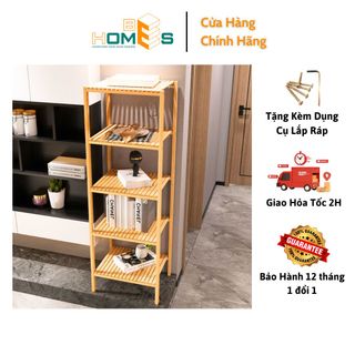 Kệ Gỗ Lò Vi Sóng Behomes 5 Tầng - Kệ Để Đồ Gỗ Thông Chắc Chắn Chống Mối Mọt