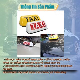 Mào TAXI có đèm có đế nam châm - cỡ to 28-35cm 2 màu vàng và trắng dành cho xe ô tô chạy dịch vụ Kim Huệ Yeu Xe