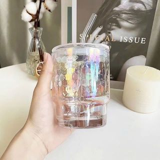 LY THỦY TINH MÀU SẮC KÈM ỐNG HÚT