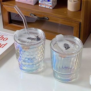 LY THỦY TINH MÀU SẮC KÈM ỐNG HÚT