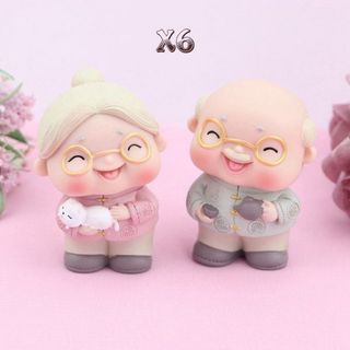 Tượng Cặp Đôi Ông Bà Già Hạnh Phúc Trang Trí Bánh Kem, Phụ Kiện Bánh Sinh Nhật, Phụ Kiện Trang Trí