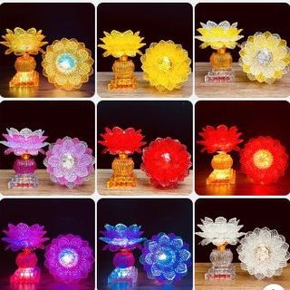 CẶP ĐÈN THỜ HOA SEN ĐỔI MÀU 18CM