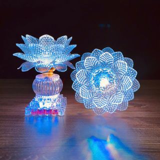 CẶP ĐÈN THỜ HOA SEN ĐỔI MÀU 18CM