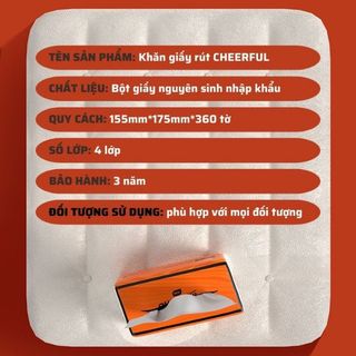 Giấy Ăn Cao Cấp CHEERFUL Nội Địa Trung 155*175mm (1 Túi Có 360 Tờ) Siêu Dai Chất Liệu Bột Gỗ Không Bụi Vụn