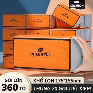 Giấy Ăn Cao Cấp CHEERFUL Nội Địa Trung 155*175mm (1 Túi Có 360 Tờ) Siêu Dai Chất Liệu Bột Gỗ Không Bụi Vụn