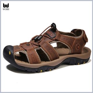 Dép Xăng Đan Nam Da Bò Quai Ngang Đế Cao Su Bền Đẹp Mẫu Mới Sandal Đế Bằng GN09