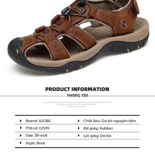 Dép Xăng Đan Nam Da Bò Quai Ngang Đế Cao Su Bền Đẹp Mẫu Mới Sandal Đế Bằng GN09