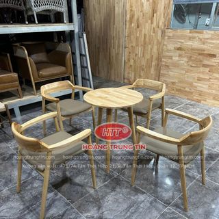Bàn ghế gổ nệm cafe giá rẻ ghế hinosima cao su