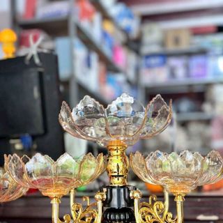 Khay mứt tết, khay đựng bánh kẹo, hoa quả, đồ ăn vặt. Khay mứt 5 cánh sen xoay 360 độ