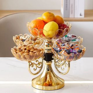 Khay mứt tết, khay đựng bánh kẹo, hoa quả, đồ ăn vặt. Khay mứt 5 cánh sen xoay 360 độ