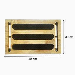 Giá Kê Chân Công Thái Học (Khung inox, Tấm kê chân bằng bằng gỗ) - Tặng Ngay Phụ Kiện Đệm Êm Chân