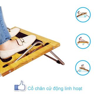Giá Kê Chân Công Thái Học (Khung inox, Tấm kê chân bằng bằng gỗ) - Tặng Ngay Phụ Kiện Đệm Êm Chân