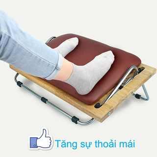 Giá Kê Chân Công Thái Học (Khung inox, Tấm kê chân bằng bằng gỗ) - Tặng Ngay Phụ Kiện Đệm Êm Chân