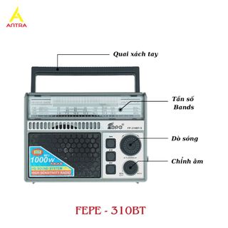 Đài Radio Fepe 310BT Pin Năng Lượng Mặt Trời, Nghe Nhạc Bluetooth, USB, Sóng AM/FM/SW, BH 12 tháng - Giá Bán Sỉ - Bán Buôn