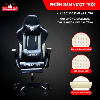 Ghế Gaming Công Thái Học ECOGRAY Đệm Cao Su Non Bọc Da PU Cao Cấp Có Gác Chân Dùng Chơi Game, Làm Việc,- EX T09