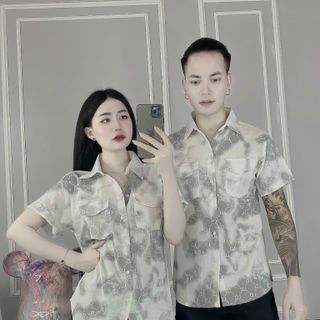 Áo sơ mi ngắn tay nam nữ họa tiết rằn ri - Đa dạng màu sắc
