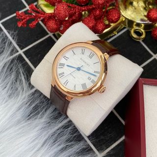Đồng hồ nam cao cấp ROSSINI 5805G01D - dây da thật màu nâu - mặt tròn màu trắng size 40mm siêu mỏng chỉ 6.6mm