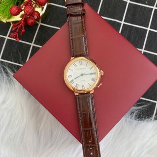 Đồng hồ nam cao cấp ROSSINI 5805G01D - dây da thật màu nâu - mặt tròn màu trắng size 40mm siêu mỏng chỉ 6.6mm