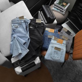 Quần jean dài nam. Chất jean chính phẩm co giản xịn sò dày dặn fom slim size 29 ống 17.5cm