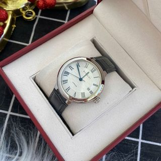 Đồng hồ nam cao cấp ROSSINI 5805W01B - dây da thật màu đen - mặt tròn màu trắng size 40mm siêu mỏng chỉ 6.5mm