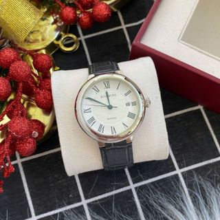 Đồng hồ nam cao cấp ROSSINI 5805W01B - dây da thật màu đen - mặt tròn màu trắng size 40mm siêu mỏng chỉ 6.5mm