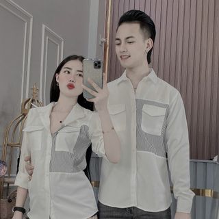Áo sơ mi dài tay vải cotton lạnh cặp đôi