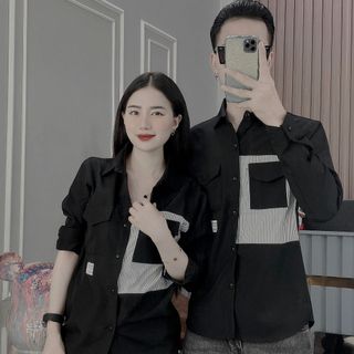 Áo sơ mi dài tay vải cotton lạnh cặp đôi