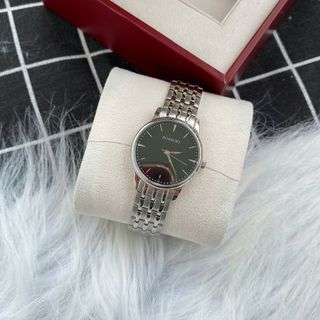 Đồng hồ nữ cao cấp ROSSINI 5492W04B - dây thép không gỉ màu bạc - mặt tròn màu đen size 28mm siêu mỏng chỉ 6mm