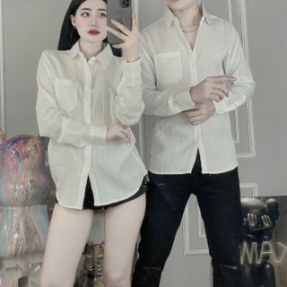 Áo sơ mi nam nữ couple dài tay vải cotton lạnh