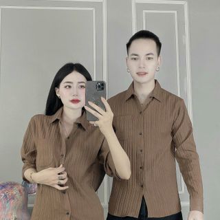 Áo sơ mi nam nữ couple dài tay vải cotton lạnh