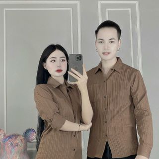 Áo sơ mi nam nữ couple dài tay vải cotton lạnh