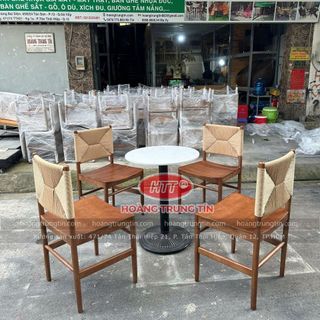 Ghế gổ đan dây giấy se ghế cafe gổ đan dây